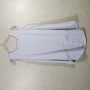 04112 Bryn Walker light gray/taupe linen high low sleeveless blouse S